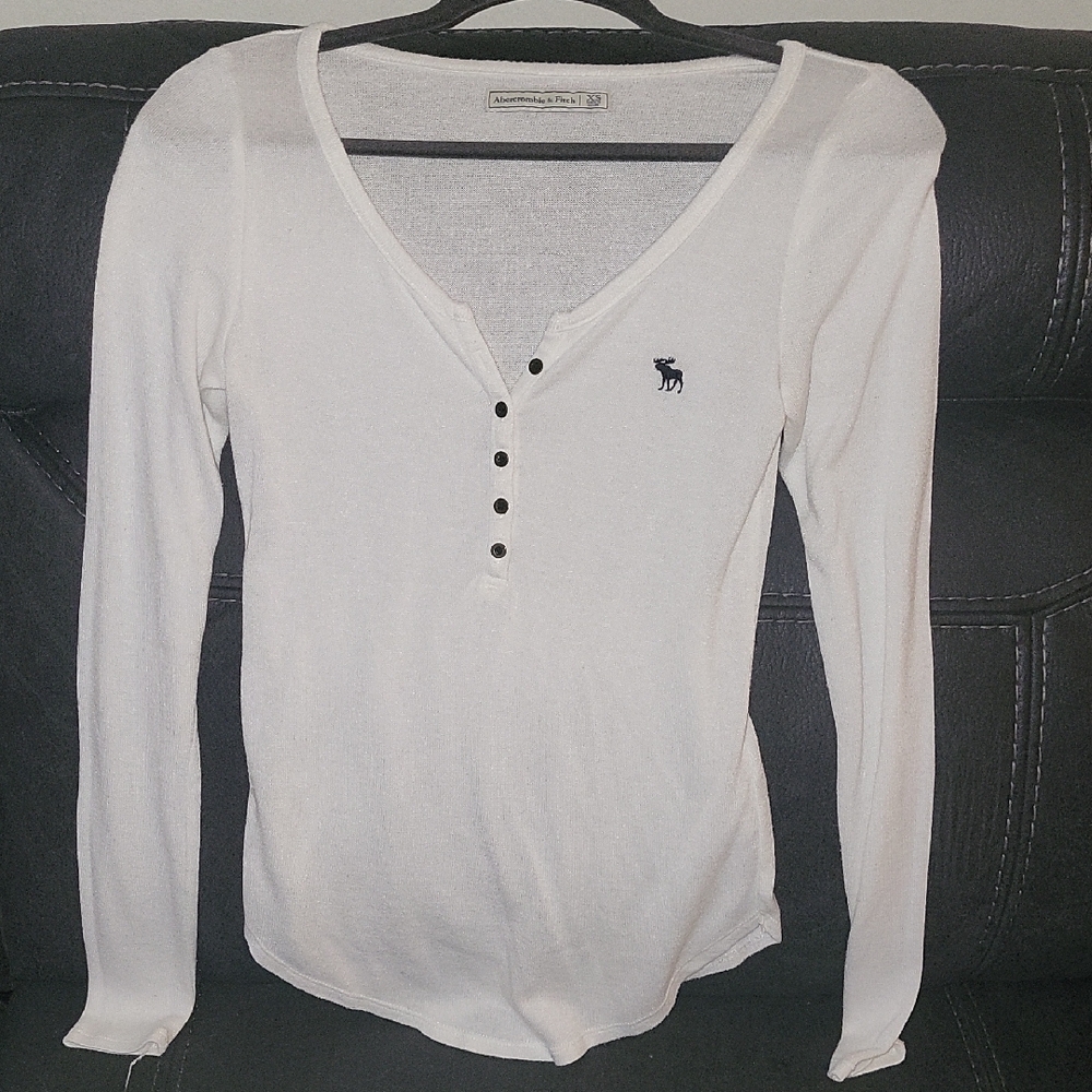 Abercrombie & Fitch Cream Long Sleeve Blouse